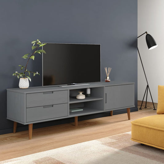 TV Cabinet MOLDE Grey 158x40x49 cm Solid Wood Pine