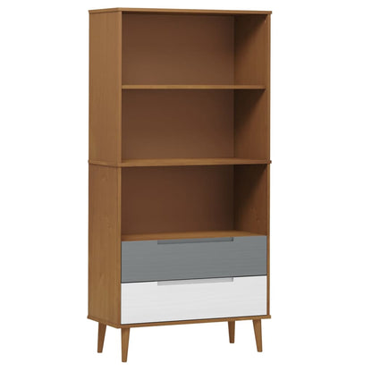 Bookcase MOLDE Brown 85x35x170,5 cm Solid Wood Pine