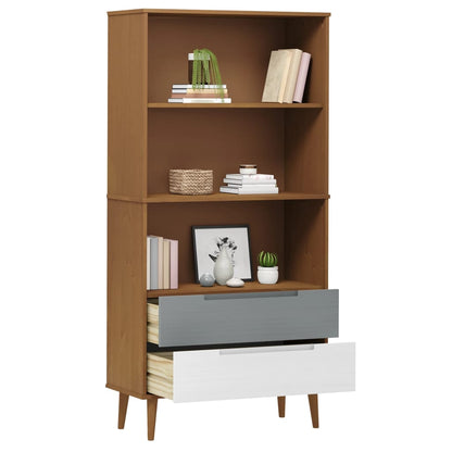 Bookcase MOLDE Brown 85x35x170,5 cm Solid Wood Pine