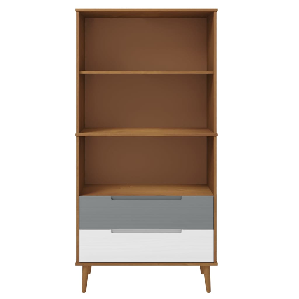 Bookcase MOLDE Brown 85x35x170,5 cm Solid Wood Pine