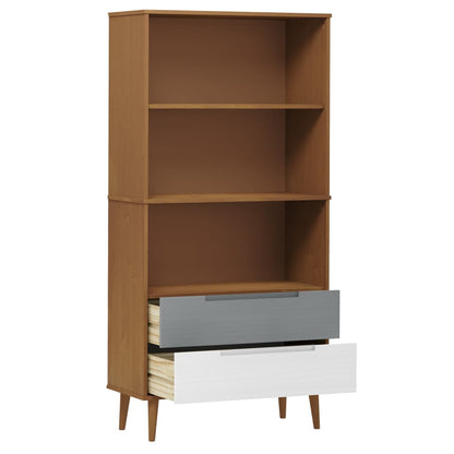 Bookcase MOLDE Brown 85x35x170,5 cm Solid Wood Pine