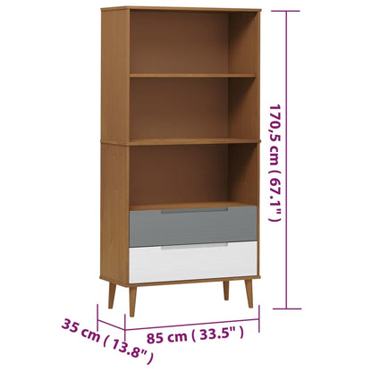 Bookcase MOLDE Brown 85x35x170,5 cm Solid Wood Pine