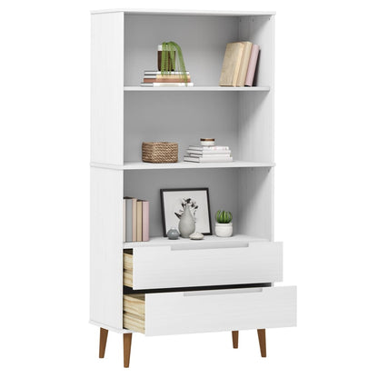 Bookcase MOLDE White 85x35x170,5 cm Solid Wood Pine