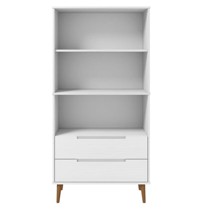 Bookcase MOLDE White 85x35x170,5 cm Solid Wood Pine