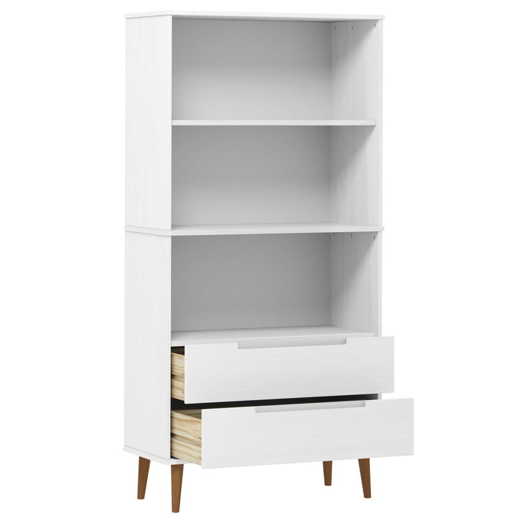 Bookcase MOLDE White 85x35x170,5 cm Solid Wood Pine