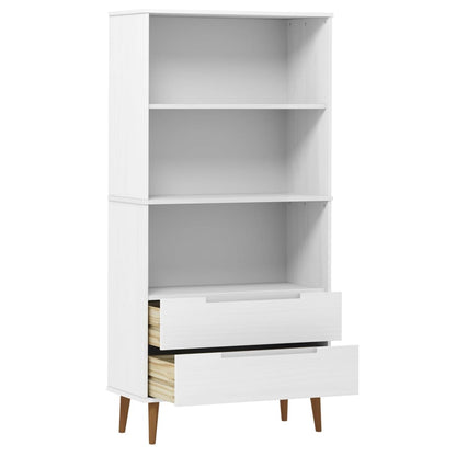 Bookcase MOLDE White 85x35x170,5 cm Solid Wood Pine