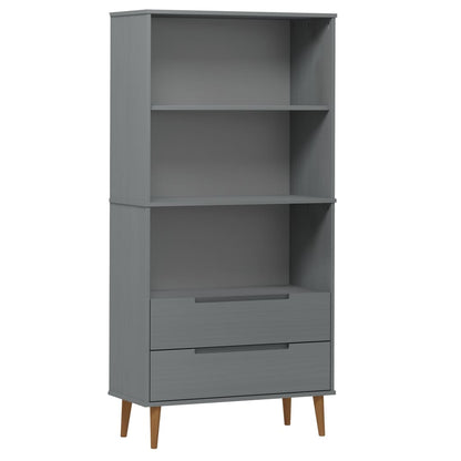 Bookcase MOLDE Grey 85x35x170,5 cm Solid Wood Pine