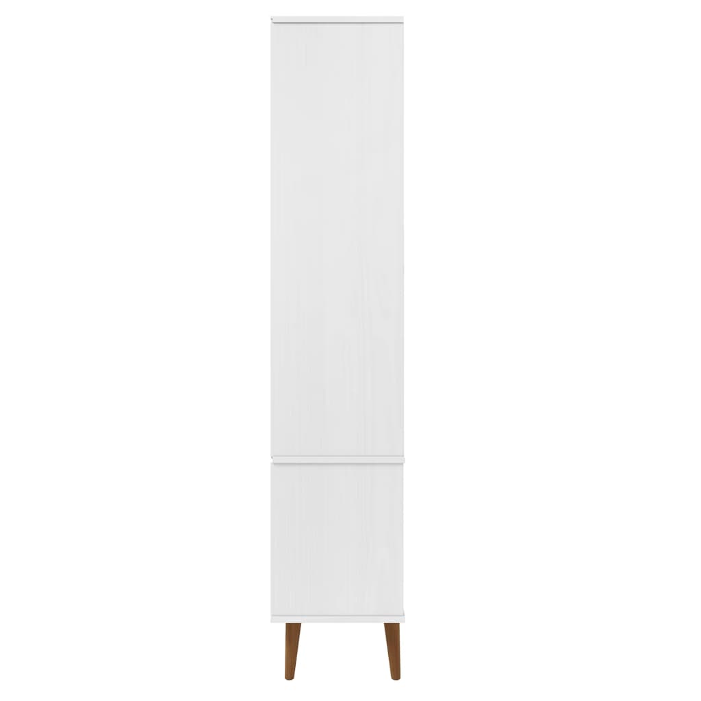 Vitrine Cabinet MOLDE White 90x35x175 cm Solid Wood Pine