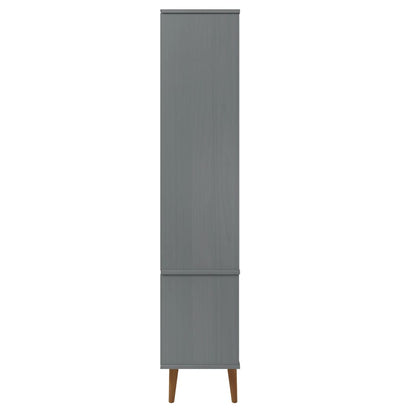 Vitrine Cabinet MOLDE Grey 90x35x175 cm Solid Wood Pine