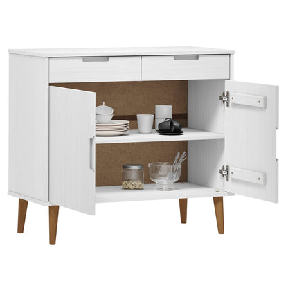 Sideboard MOLDE White 90x40x80 cm Solid Wood Pine