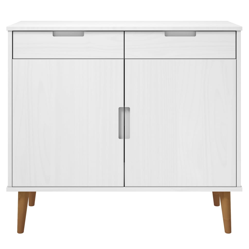 Sideboard MOLDE White 90x40x80 cm Solid Wood Pine