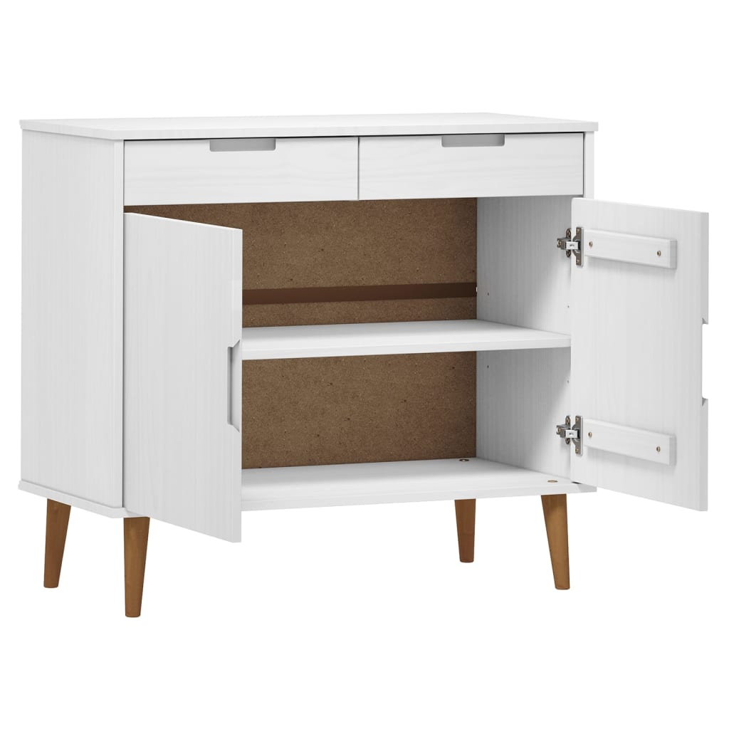 Sideboard MOLDE White 90x40x80 cm Solid Wood Pine