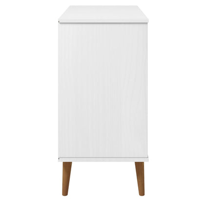 Sideboard MOLDE White 90x40x80 cm Solid Wood Pine