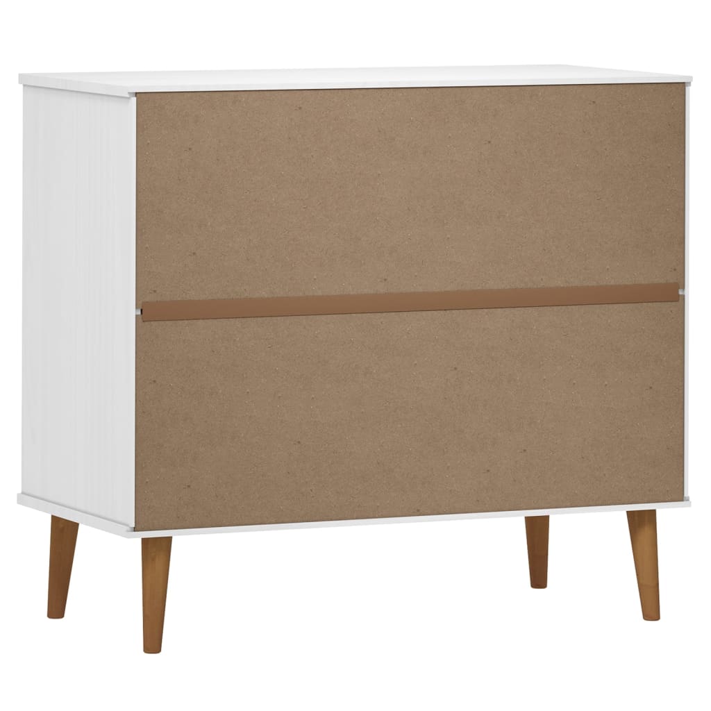 Sideboard MOLDE White 90x40x80 cm Solid Wood Pine