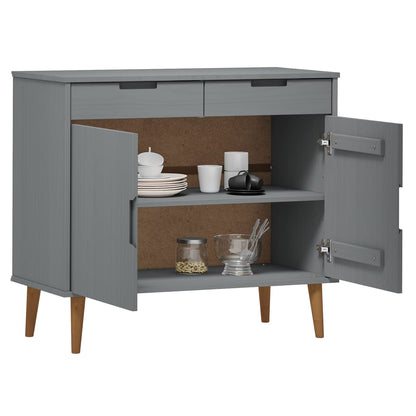 Sideboard MOLDE Grey 90x40x80 cm Solid Wood Pine