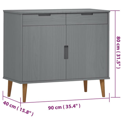 Sideboard MOLDE Grey 90x40x80 cm Solid Wood Pine