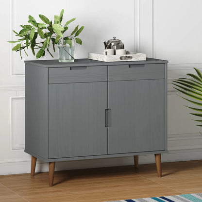 Sideboard MOLDE Grey 90x40x80 cm Solid Wood Pine