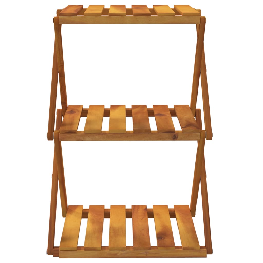 3-Tier Folding Shelf Brown 43x31x63 cm Solid Wood Acacia