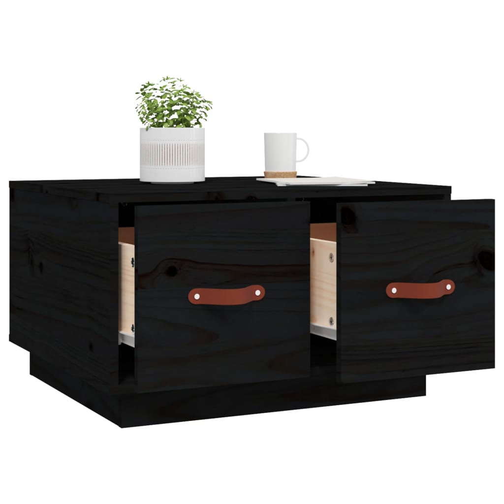 Coffee Table Black 60x53x35 cm Solid Wood Pine