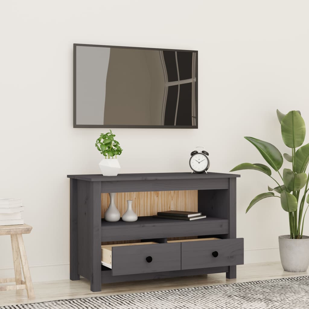 TV Cabinet Grey 79x35x52 cm Solid Wood Pine