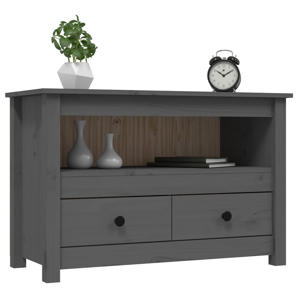 TV Cabinet Grey 79x35x52 cm Solid Wood Pine