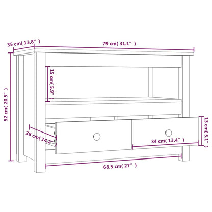 TV Cabinet Grey 79x35x52 cm Solid Wood Pine