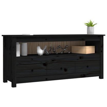 TV Cabinet Black 114x35x52 cm Solid Wood Pine