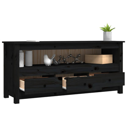 TV Cabinet Black 114x35x52 cm Solid Wood Pine