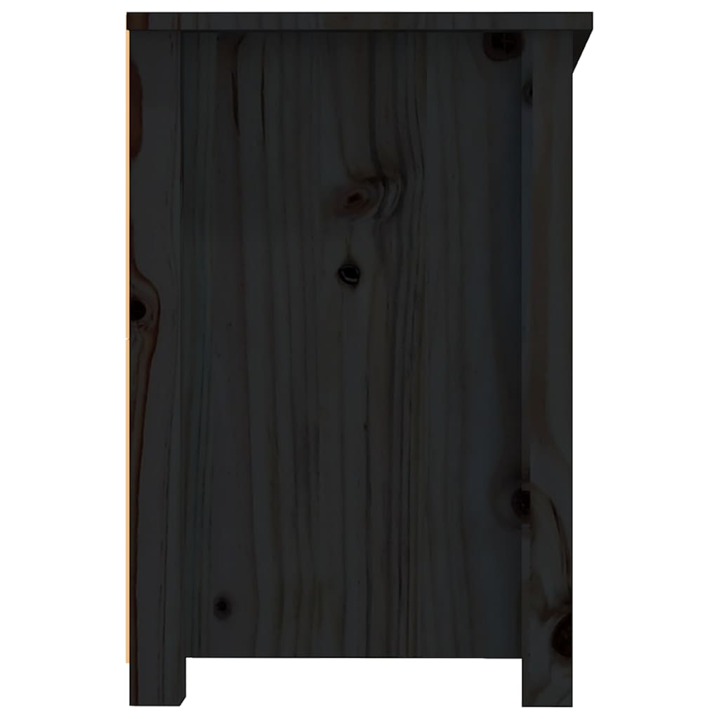 TV Cabinet Black 114x35x52 cm Solid Wood Pine