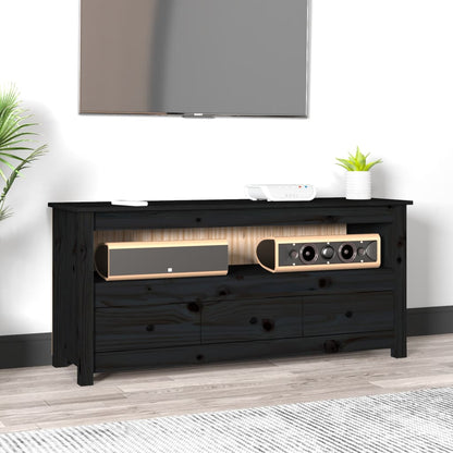 TV Cabinet Black 114x35x52 cm Solid Wood Pine