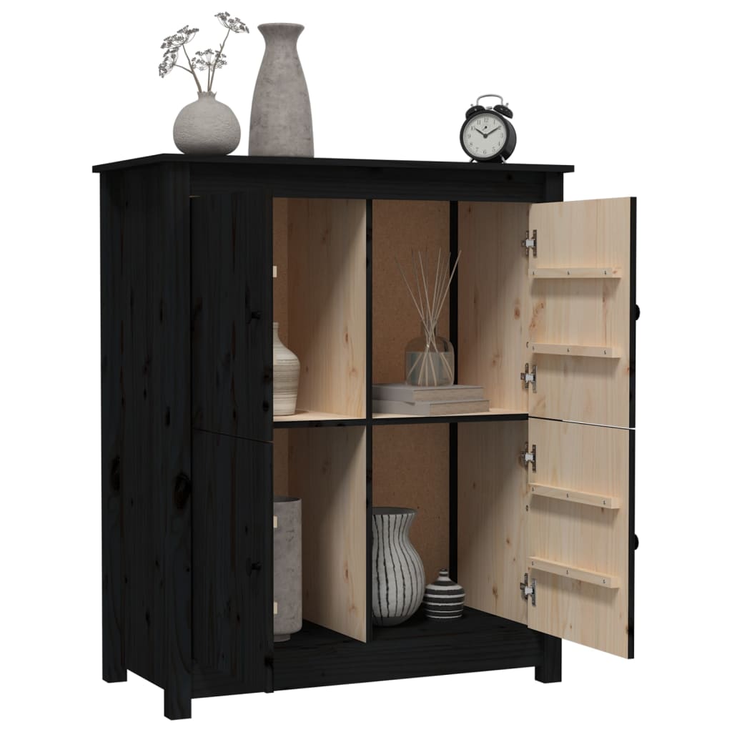 Sideboard Black 83x41.5x100 cm Solid Wood Pine