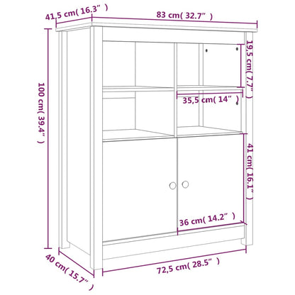 Sideboard Grey 83x41.5x100 cm Solid Wood Pine
