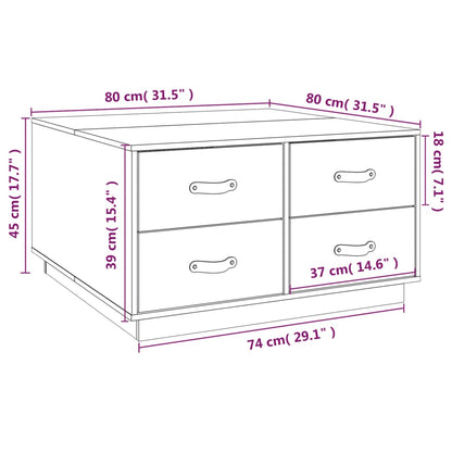 Coffee Table White 80x80x45 cm Solid Wood Pine