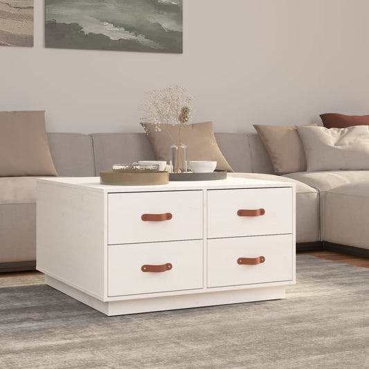 Coffee Table White 80x80x45 cm Solid Wood Pine