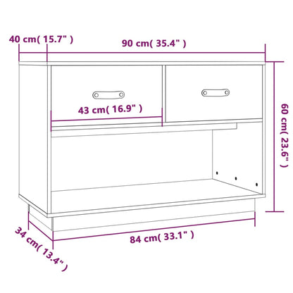 TV Cabinet Grey 90x40x60 cm Solid Wood Pine