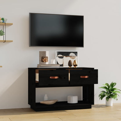 TV Cabinet Black 90x40x60 cm Solid Wood Pine