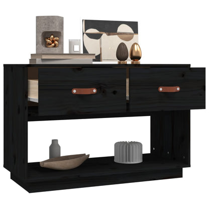 TV Cabinet Black 90x40x60 cm Solid Wood Pine