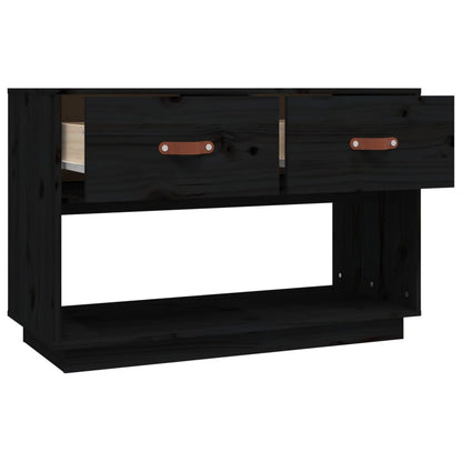 TV Cabinet Black 90x40x60 cm Solid Wood Pine