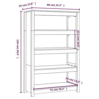 Book Cabinet Honey Brown 80x35x126 cm Solid Wood Pine