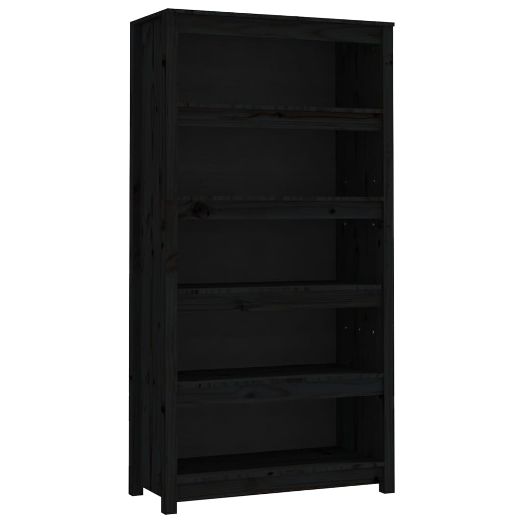 Book Cabinet Black 80x35x154 cm Solid Wood Pine