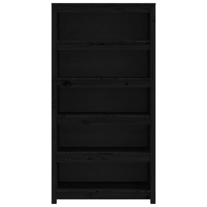 Book Cabinet Black 80x35x154 cm Solid Wood Pine