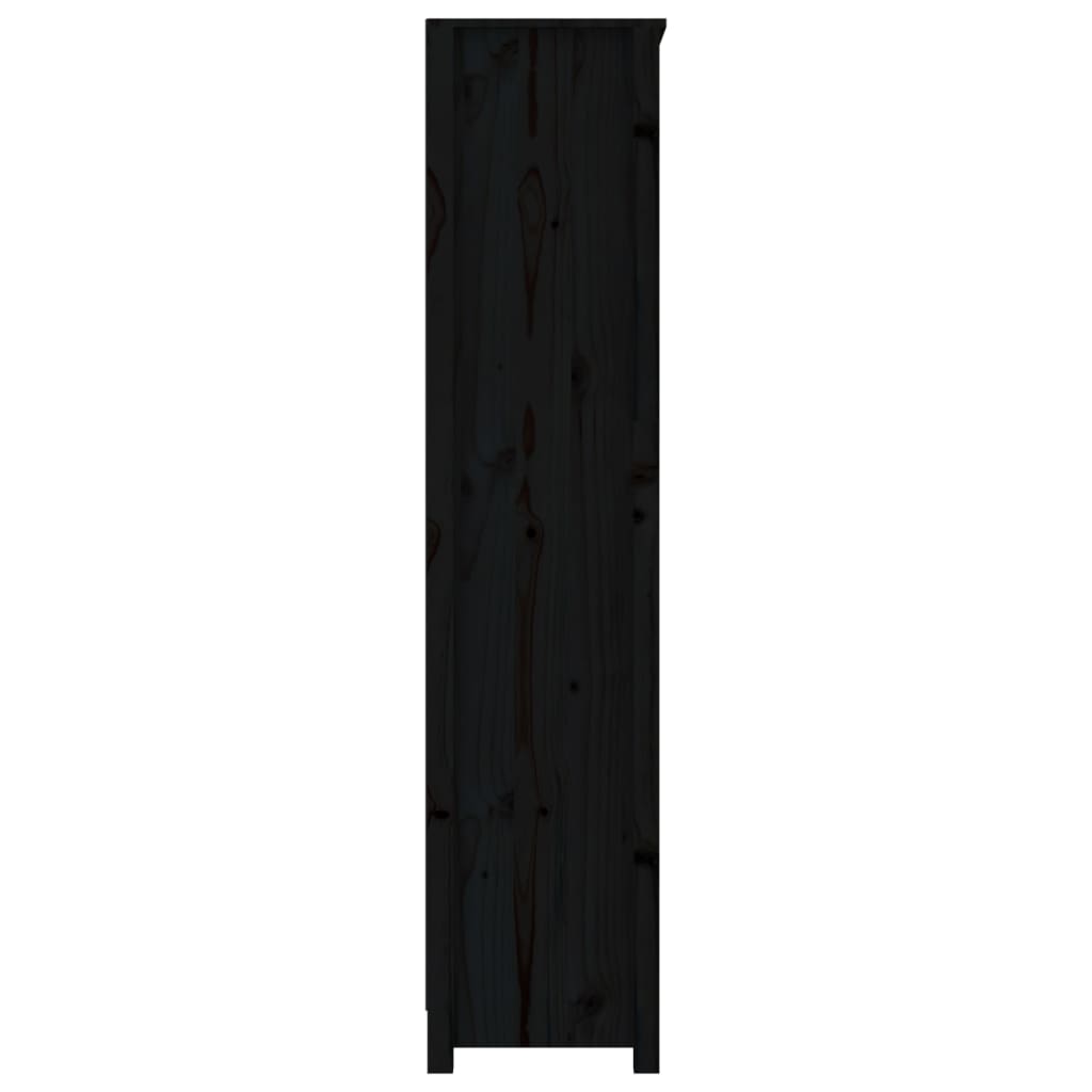 Book Cabinet Black 80x35x154 cm Solid Wood Pine