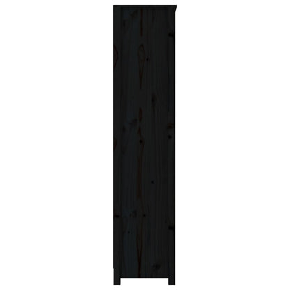 Book Cabinet Black 80x35x154 cm Solid Wood Pine