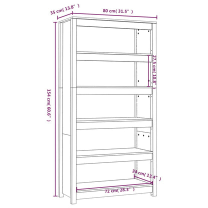 Book Cabinet Black 80x35x154 cm Solid Wood Pine