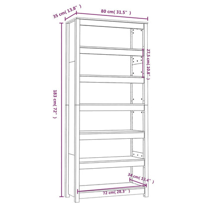 Book Cabinet 80x35x183 cm Solid Wood Pine