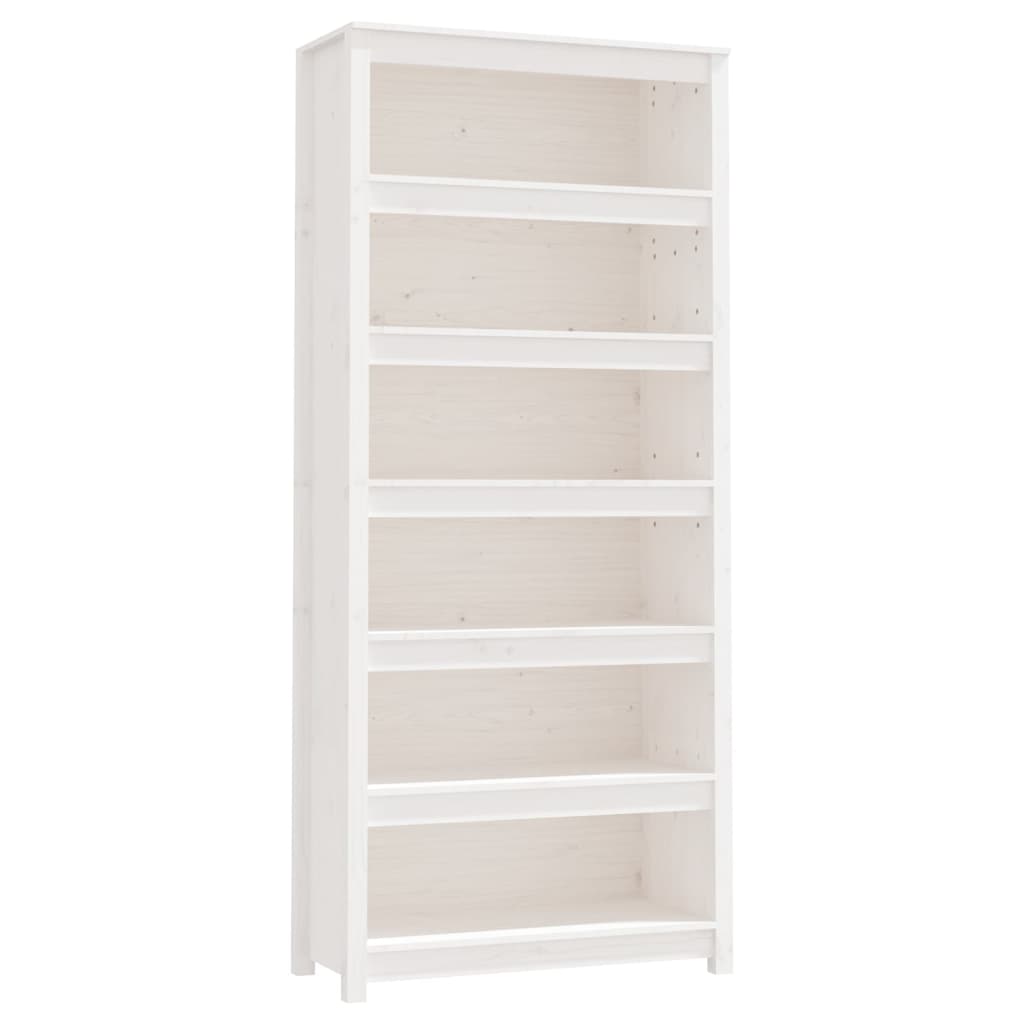 Book Cabinet White 80x35x183 cm Solid Wood Pine