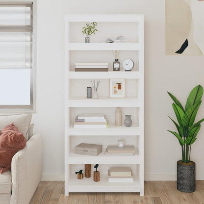 Book Cabinet White 80x35x183 cm Solid Wood Pine