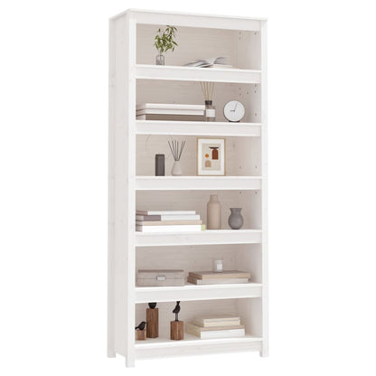 Book Cabinet White 80x35x183 cm Solid Wood Pine