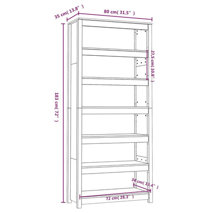 Book Cabinet White 80x35x183 cm Solid Wood Pine