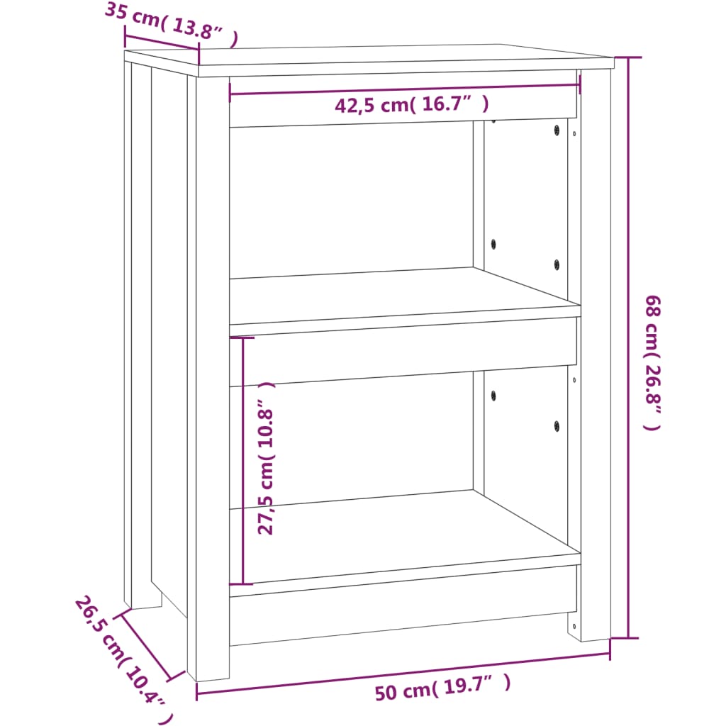 Book Cabinet Grey 50x35x68 cm Solid Wood Pine